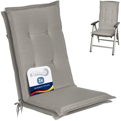 Beautissu Set van 2 kussens met hoge rugleuning voor tuinstoel, 120 x 50 cm, Loft HL – 6 cm vulling, extra zacht en uv-bestendig – comfortabel zitkussen voor tuin, outdoor, grijs Beautissu Set van 2 kussens met hoge rugleuning voor tuinstoel, 120 x 50 cm, Loft HL – 6 cm vulling, extra zacht en uv-bestendig – comfortabel zitkussen voor tuin, outdoor, grijs