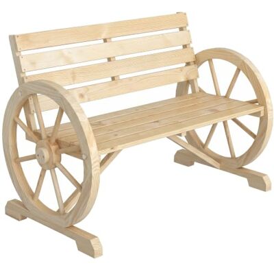 Outsunny Tuinbank van hout, 3-zits, met wielen, 105,5 x 56 x 79 cm, naturel Armleuningen, rustieke chique stijl, wielen charette, natuurlijke houtlook Outsunny Tuinbank van hout, 3-zits, met wielen, 105,5 x 56 x 79 cm, naturel Armleuningen, rustieke chique stijl, wielen charette, natuurlijke houtlook