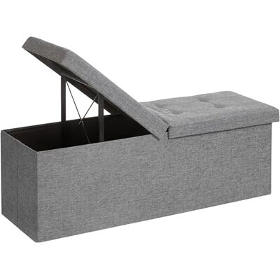 SONGMICS opbergbank, opbergbox, bedeinde, gestoffeerde bank, klapdeksel, schoenenbank, opvouwbaar, van stof, 110 x 38 x 38 cm, draagvermogen 300 kg, lichtgrijs LSF71G SONGMICS opbergbank, opbergbox, bedeinde, gestoffeerde bank, klapdeksel, schoenenbank, opvouwbaar, van stof, 110 x 38 x 38 cm, draagvermogen 300 kg, lichtgrijs LSF71G