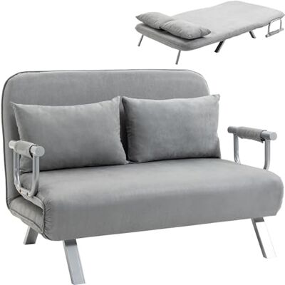 HOMCOM 2-zits slaapbank 2-zits slaapbank met verstelbare rugleuning en 2 kussens, bank in suède look, afneembare hoes voor woonkamer, logeerkamer, 111 x 80 x 78 cm (lichtgrijs) HOMCOM 2-zits slaapbank 2-zits slaapbank met verstelbare rugleuning en 2 kussens, bank in suède look, afneembare hoes voor woonkamer, logeerkamer, 111 x 80 x 78 cm (lichtgrijs)