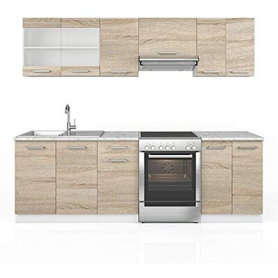 Vicco Keuken Raul kitchenette keukenblok inbouwkeuken 240 cm sonoma vrij combineerbare eenheden Vicco Keuken Raul kitchenette keukenblok inbouwkeuken 240 cm sonoma vrij combineerbare eenheden