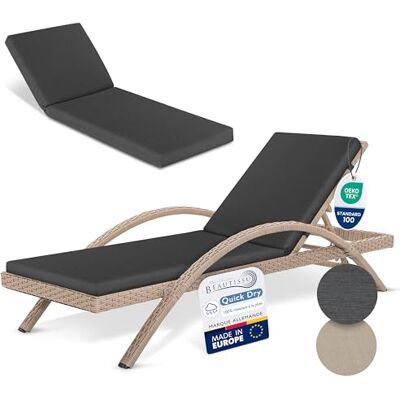 Beautissu Zonnebadkussen, 190 x 60 cm, waterdicht, set van 2 matrassen, ligstoel, zonnebad, weerbestendig, sneldrogend, wasbaar, kussen voor ligstoel voor buiten, antraciet Beautissu Zonnebadkussen, 190 x 60 cm, waterdicht, set van 2 matrassen, ligstoel, zonnebad, weerbestendig, sneldrogend, wasbaar, kussen voor ligstoel voor buiten, antraciet