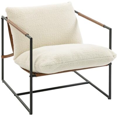 HOMCOM Fauteuil voor woonkamer, gevoerd, van stof, krullen, brede zitting, crèmekleurig HOMCOM Fauteuil voor woonkamer, gevoerd, van stof, krullen, brede zitting, crèmekleurig