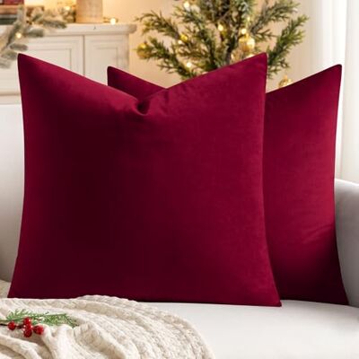 MIULEE Set van 2 decoratieve fluwelen kussenhoezen voor bank, lendenstuk, met verborgen ritssluiting, voor bank, slaapkamer, 45 x 45 cm, bordeauxrood MIULEE Set van 2 decoratieve fluwelen kussenhoezen voor bank, lendenstuk, met verborgen ritssluiting, voor bank, slaapkamer, 45 x 45 cm, bordeauxrood