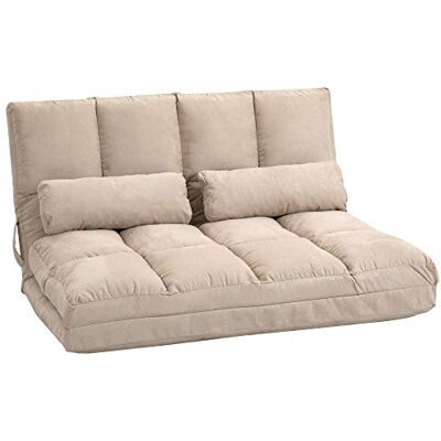 HOMCOM 2-zits slaapbank, 2 kussens, beige HOMCOM 2-zits slaapbank, 2 kussens, beige