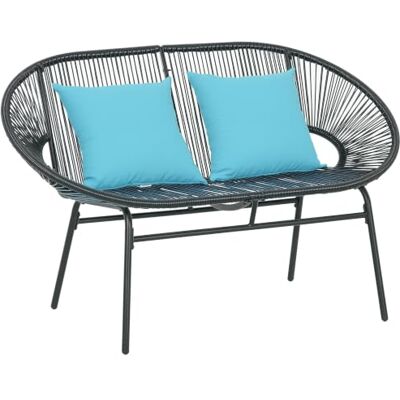 Outsunny Tuinbank, 2-zits, staal, 132 x 72 x 83 cm, zwart Harsnaar, 2 kussens, buitenkant Outsunny Tuinbank, 2-zits, staal, 132 x 72 x 83 cm, zwart Harsnaar, 2 kussens, buitenkant