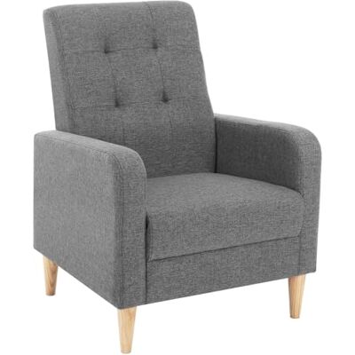 WOLTU SKS41dgr Moderne relaxstoel met armleuningen van massief hout, oren voor slaapkamer, woonkamer, balkon, overtrek van linnen, donkergrijs WOLTU SKS41dgr Moderne relaxstoel met armleuningen van massief hout, oren voor slaapkamer, woonkamer, balkon, overtrek van linnen, donkergrijs