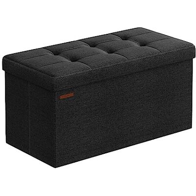 SONGMICS Opbergbank, opvouwbare zitzak, 38 x 76 x 38 cm, bed punt, voetensteun, opbergdoos, belastbaar tot 300 kg, voor woonkamer, slaapkamer, entree, inktzwart LSF047B01 SONGMICS Opbergbank, opvouwbare zitzak, 38 x 76 x 38 cm, bed punt, voetensteun, opbergdoos, belastbaar tot 300 kg, voor woonkamer, slaapkamer, entree, inktzwart LSF047B01
