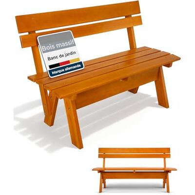 Beautissu Bank voor buiten, tuin, weerbestendig, 3-zits, 130 cm, tuinbank voor buiten, van massief hout, slijtvast, robuust en gelakt, voor balkon, terras, binnenplaats, maat L Beautissu Bank voor buiten, tuin, weerbestendig, 3-zits, 130 cm, tuinbank voor buiten, van massief hout, slijtvast, robuust en gelakt, voor balkon, terras, binnenplaats, maat L