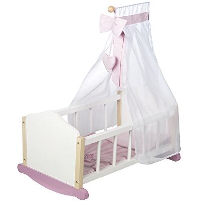 roba Scarlett poppenwieg van hout, incl. beddengoed + deken + kussen + hemel bevordert sociale vaardigheden vanaf 3 jaar wit/roze roba Scarlett poppenwieg van hout, incl. beddengoed + deken + kussen + hemel bevordert sociale vaardigheden vanaf 3 jaar wit/roze