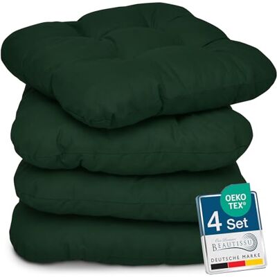 Beautissu set van 4 Zitkussens 40x40 cm Lisa Comfortabel stoelkussen stoelpads zitkussen met 8 cm vulling Zacht eetkamer stoel bank kussen Donkergroen Beautissu set van 4 Zitkussens 40x40 cm Lisa Comfortabel stoelkussen stoelpads zitkussen met 8 cm vulling Zacht eetkamer stoel bank kussen Donkergroen