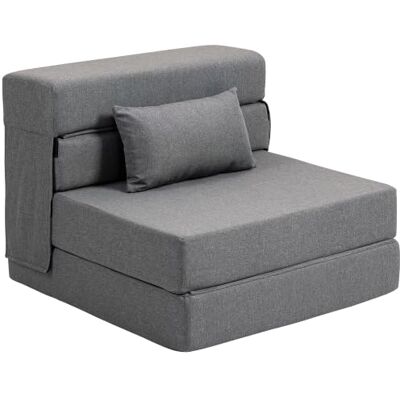 HOMCOM 1-zits 3-in-1 converteerbare fauteuil, stof in linnenlook, grijs Vouwbed, 1-zits flanellen verwarmer, kussen inbegrepen, vouwmatras 210 cm, voor gasten, woonkamer, kleine ruimte HOMCOM 1-zits 3-in-1 converteerbare fauteuil, stof in linnenlook, grijs Vouwbed, 1-zits flanellen verwarmer, kussen inbegrepen, vouwmatras 210 cm, voor gasten, woonkamer, kleine ruimte