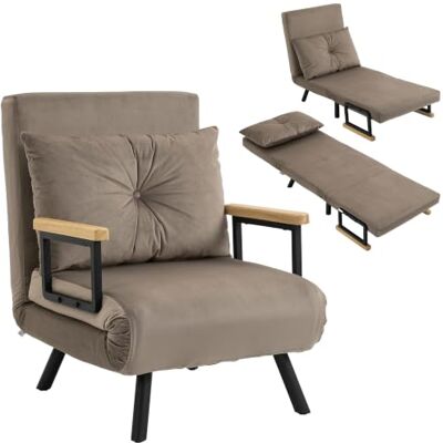 HOMCOM Slaapstoel, 1-zits, kussen, gestoffeerd, bruin 3-in-1 Verwarmde Bedstoel, Verstelbare Rugleuning 5 Posities, Stof in Velours-look, Slaapbank voor Gasten, Woonkamer, Kantoor HOMCOM Slaapstoel, 1-zits, kussen, gestoffeerd, bruin 3-in-1 Verwarmde Bedstoel, Verstelbare Rugleuning 5 Posities, Stof in Velours-look, Slaapbank voor Gasten, Woonkamer, Kantoor