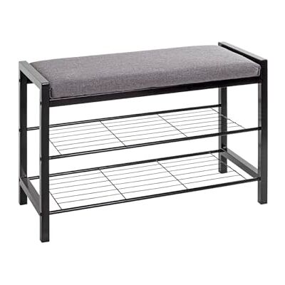 HAKU bank grijs, zwart, metaal, stoffen bekleding Dim.: L 75 cm x H 50 cm x D 32 cm, Stijl: modern HAKU bank grijs, zwart, metaal, stoffen bekleding Dim.: L 75 cm x H 50 cm x D 32 cm, Stijl: modern