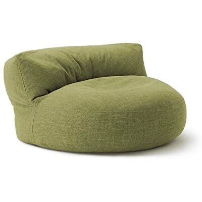 Lumaland Interior Line Lounge-zitzak, rond, voor gebruik binnenshuis, met 320 liter vulling, 90 x 50 cm, linnenlook en gevoel, limoengroen Lumaland Interior Line Lounge-zitzak, rond, voor gebruik binnenshuis, met 320 liter vulling, 90 x 50 cm, linnenlook en gevoel, limoengroen