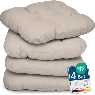 Beautissu set van 4 Zitkussens 40x40 cm Lisa Comfortabel stoelkussen stoelpads zitkussen met 8 cm vulling Zacht eetkamer stoel bank kussen in Taupe Beautissu set van 4 Zitkussens 40x40 cm Lisa Comfortabel stoelkussen stoelpads zitkussen met 8 cm vulling Zacht eetkamer stoel bank kussen in Taupe