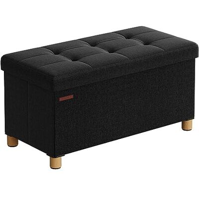 SONGMICS Opbergkruk, opvouwbare poef, voetensteun, 38 x 76 x 40 cm, kubieke bedpunt met opslag, belastbaar tot 300 kg, voor woonkamer, slaapkamer, entree, inktzwart LSF016B11 SONGMICS Opbergkruk, opvouwbare poef, voetensteun, 38 x 76 x 40 cm, kubieke bedpunt met opslag, belastbaar tot 300 kg, voor woonkamer, slaapkamer, entree, inktzwart LSF016B11