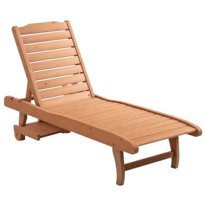 Outsunny Zonnebad, rugleuning, verstelbaar, 3 posities, tablethouder Wielen, koloniale stijl, sparrenhout Outsunny Zonnebad, rugleuning, verstelbaar, 3 posities, tablethouder Wielen, koloniale stijl, sparrenhout