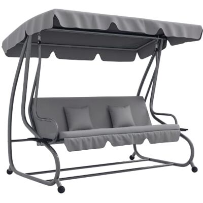 Outsunny Tuinschommel 2-in-1 3-zits converteerbaar lichtgrijs Schommelbank, kantelbare luifel, gevoerde zitting, 2 bekerhouders, 2 kussens, terras, tuin Outsunny Tuinschommel 2-in-1 3-zits converteerbaar lichtgrijs Schommelbank, kantelbare luifel, gevoerde zitting, 2 bekerhouders, 2 kussens, terras, tuin