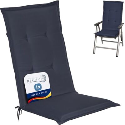 Beautissu hoge rugleuning kussen tuinstoel duurzame outdoor stoel 120 x 50 cm, donkerblauw, vulling, 6 cm, extra zacht, comfortabel, zitvulling, Loft HL Beautissu hoge rugleuning kussen tuinstoel duurzame outdoor stoel 120 x 50 cm, donkerblauw, vulling, 6 cm, extra zacht, comfortabel, zitvulling, Loft HL