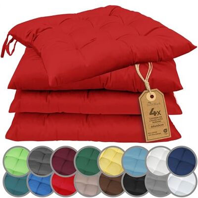 NatureMark Set van 4 stoelkussens met linten Gr. Zitkussen, gevoerd, 40 x 40 cm, rood NatureMark Set van 4 stoelkussens met linten Gr. Zitkussen, gevoerd, 40 x 40 cm, rood