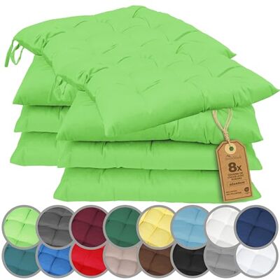 NatureMark Set van 4 stoelkussens met banden, 40 x 40 cm, dik stoelkussen voor binnen en tuin, kleur: appelgroen NatureMark Set van 4 stoelkussens met banden, 40 x 40 cm, dik stoelkussen voor binnen en tuin, kleur: appelgroen