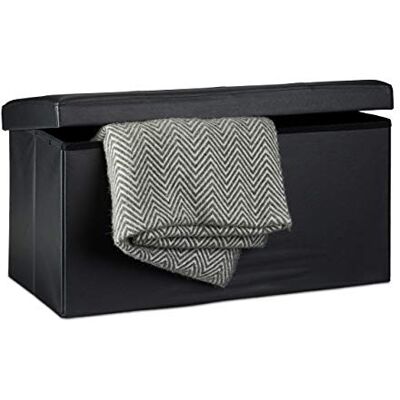 Relaxdays Vouwbank 38 x 76 x 38 cm (h x b x d), 2-zits met opbergruimte, kruk van kunstleer, belastbaar tot 300 kg, zwart Relaxdays Vouwbank 38 x 76 x 38 cm (h x b x d), 2-zits met opbergruimte, kruk van kunstleer, belastbaar tot 300 kg, zwart