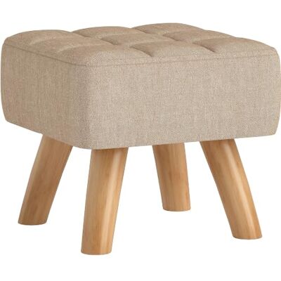 HOMCOM Voetenbank woonkamer gestoffeerde zitting houten poten 27 x 27 x 26 Ottoman, Zitzak voor woonkamer, slaapkamer, hal HOMCOM Voetenbank woonkamer gestoffeerde zitting houten poten 27 x 27 x 26 Ottoman, Zitzak voor woonkamer, slaapkamer, hal