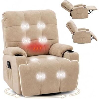 FLEXISPOT XR7 Fauteuil Relax Électrique Pivotant et à Bascule, Massage 8 Points Chauffant, Inclinable 105–165°, USB et Type-C, 2 Porte-gobelets et Poches Latérales, Charge 200 kg, Beige FLEXISPOT XR7 Fauteuil Relax Électrique Pivotant et à Bascule, Massage 8 Points Chauffant, Inclinable 105–165°, USB et Type-C, 2 Porte-gobelets et Poches Latérales, Charge 200 kg, Beige