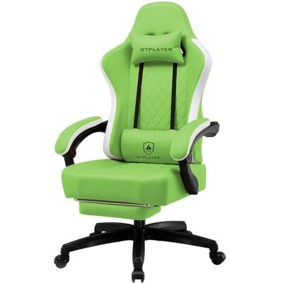 GTPLAYER Ergonomische gamingstoel van kunstleer met verende zitting, geïntegreerde armleuningen en voetensteun, belastbaar tot 150 kg. GTPLAYER Ergonomische gamingstoel van kunstleer met verende zitting, geïntegreerde armleuningen en voetensteun, belastbaar tot 150 kg.