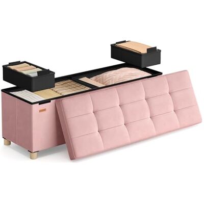 SONGMICS Opbergbank van fluweel, poef, opvouwbaar, 112 l SONGMICS Opbergbank van fluweel, poef, opvouwbaar, 112 l