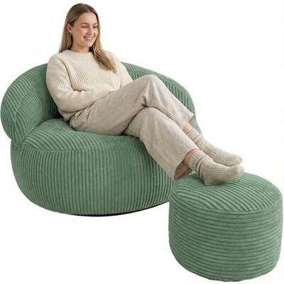 bananair Voetsteun voor woonkamer wasbare hoes, schuimrubberen vulling elegante zitkruk, Ottoman ronde poef zacht en comfortabel (55 x 30 cm, groen) bananair Voetsteun voor woonkamer wasbare hoes, schuimrubberen vulling elegante zitkruk, Ottoman ronde poef zacht en comfortabel (55 x 30 cm, groen)