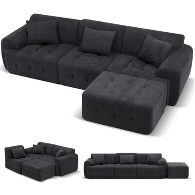 COMHOMA 2-zitsbank, 180 x 86 x 40 cm, met rugleuning, kussen en armleuning, moderne stoffen bank voor woonkamer, woning, kantoor, zonder montage, grijs COMHOMA 2-zitsbank, 180 x 86 x 40 cm, met rugleuning, kussen en armleuning, moderne stoffen bank voor woonkamer, woning, kantoor, zonder montage, grijs