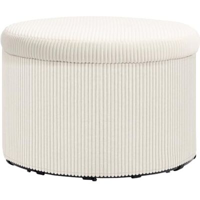 HOMCOM Zitzak voor opbergruimte, ronde kruk, 120 kg, Ø 60 x 41 cm, beige Poef voetensteun van corduroy, slaapkamer, entree, woonkamer HOMCOM Zitzak voor opbergruimte, ronde kruk, 120 kg, Ø 60 x 41 cm, beige Poef voetensteun van corduroy, slaapkamer, entree, woonkamer