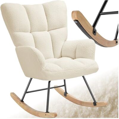 tectake ® Rocking Chair Schommelstoel met armleuningen, Scandinavische stoel, krul, relaxstoel, stalen frame, fauteuils, woonkamer, Veranda, ergonomische stoel, ideaal voor ontspanning, borstvoeding tectake ® Rocking Chair Schommelstoel met armleuningen, Scandinavische stoel, krul, relaxstoel, stalen frame, fauteuils, woonkamer, Veranda, ergonomische stoel, ideaal voor ontspanning, borstvoeding