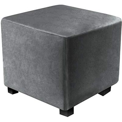 DUJUIKE Ottoman Vierkante Ottoman Hoezen voor Voetsteunen Meubels Stretch Comfortabel Fluweel met Elastische Basis (L&W: 33-46cm, H:38-46cm, Grijs) DUJUIKE Ottoman Vierkante Ottoman Hoezen voor Voetsteunen Meubels Stretch Comfortabel Fluweel met Elastische Basis (L&W: 33-46cm, H:38-46cm, Grijs)
