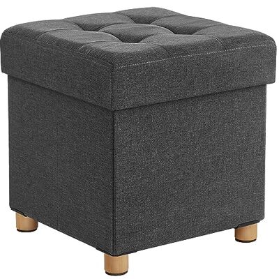 SONGMICS Opbergkruk, kleine opvouwbare poef, 38 x 38 x 40 cm, kubusvormige voetensteun met opslag, belastbaar tot 300 kg, voor woonkamer, slaapkamer, slaapzaal, leigrijs LSF14GYZ SONGMICS Opbergkruk, kleine opvouwbare poef, 38 x 38 x 40 cm, kubusvormige voetensteun met opslag, belastbaar tot 300 kg, voor woonkamer, slaapkamer, slaapzaal, leigrijs LSF14GYZ