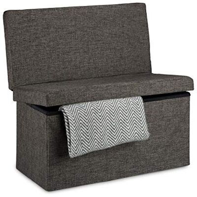 Relaxdays Vouwbank met rugleuning, kruk, met deksel en container, linnen, h x b x d: 73 x 76 x 38 cm, bruin Relaxdays Vouwbank met rugleuning, kruk, met deksel en container, linnen, h x b x d: 73 x 76 x 38 cm, bruin
