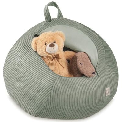 MISIOO Zitzakhoes voor kinderen, opslag van speelgoed en zitzak in één, wasbare corduroy stof met ritssluiting, organizer voor kinderkamer, groen MISIOO Zitzakhoes voor kinderen, opslag van speelgoed en zitzak in één, wasbare corduroy stof met ritssluiting, organizer voor kinderkamer, groen