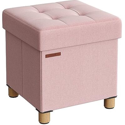 SONGMICS Opbergkruk, kleine opvouwbare poef, 38 x 38 x 40 cm, kubusvormige voetensteun met opslag, belastbaar tot 300 kg, voor woonkamer, slaapkamer, slaapzaal, snoeproze LSF014P11 SONGMICS Opbergkruk, kleine opvouwbare poef, 38 x 38 x 40 cm, kubusvormige voetensteun met opslag, belastbaar tot 300 kg, voor woonkamer, slaapkamer, slaapzaal, snoeproze LSF014P11