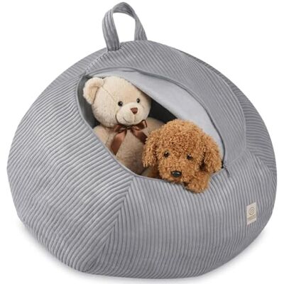 MISIOO Zitzakhoes voor kinderen, opslag van speelgoed en zitzak in één, wasbare corduroy stof met ritssluiting, organizer voor kinderkamer, grijs MISIOO Zitzakhoes voor kinderen, opslag van speelgoed en zitzak in één, wasbare corduroy stof met ritssluiting, organizer voor kinderkamer, grijs