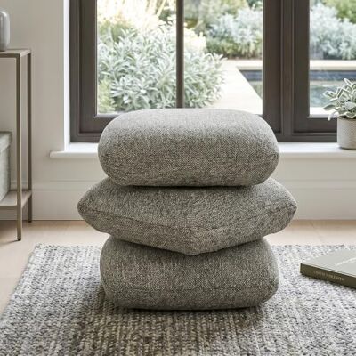 Duhome Kruk van krulstof, grijs Ottoman gestoffeerde kruk, 360 graden draaibaar, voor woonkamer, slaapkamer, hal Duhome Kruk van krulstof, grijs Ottoman gestoffeerde kruk, 360 graden draaibaar, voor woonkamer, slaapkamer, hal