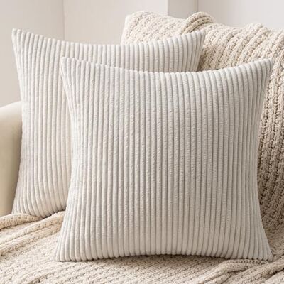 MIULEE Set van 2 kussenhoezen, zetelkussen, decoratieve kussenhoes met verborgen ritssluiting, 45 x 45 cm, beige MIULEE Set van 2 kussenhoezen, zetelkussen, decoratieve kussenhoes met verborgen ritssluiting, 45 x 45 cm, beige