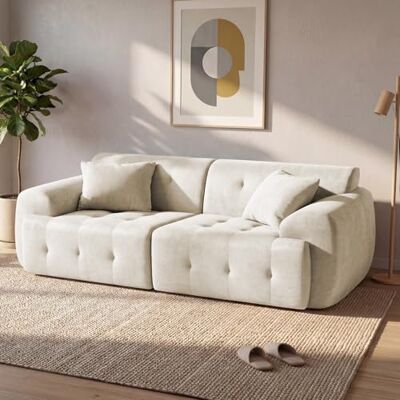 COMHOMA 2-zitsbank, 180 x 86 x 40 cm, bank met rugleuning, kussen en armleuning, moderne stof voor woonkamer, woning, kantoor, zonder montage COMHOMA 2-zitsbank, 180 x 86 x 40 cm, bank met rugleuning, kussen en armleuning, moderne stof voor woonkamer, woning, kantoor, zonder montage