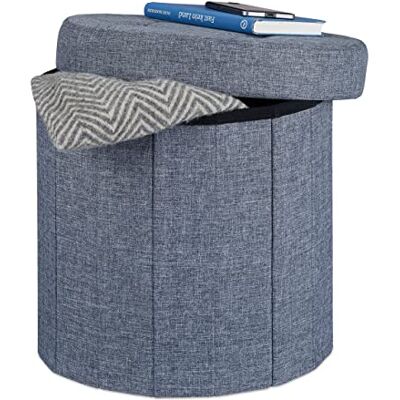 Relaxdays Kruk voor poef, rond, opvouwbaar, gevoerd, deksel, voetensteun (h x b x d): 38 x 38 x 38 cm, donkergrijs Relaxdays Kruk voor poef, rond, opvouwbaar, gevoerd, deksel, voetensteun (h x b x d): 38 x 38 x 38 cm, donkergrijs