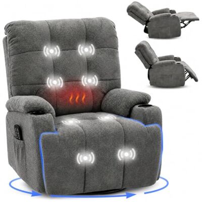 FLEXISPOT XR7 Fauteuil Relax Électrique Pivotant et à Bascule, Massage 8 Points Chauffant, Inclinable 105–165°, USB et Type-C, 2 Porte-gobelets et Poches Latérales, Charge 200 kg, Gris FLEXISPOT XR7 Fauteuil Relax Électrique Pivotant et à Bascule, Massage 8 Points Chauffant, Inclinable 105–165°, USB et Type-C, 2 Porte-gobelets et Poches Latérales, Charge 200 kg, Gris