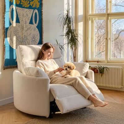 FLEXISPOT Mochi Pro Zero-Wall XXL elektrische relaxstoel 1,5-zits met 90 cm brede zitting, tv-stoel voor groot en zwaar, thuisbioscoopbank met klembescherming, USB FLEXISPOT Mochi Pro Zero-Wall XXL elektrische relaxstoel 1,5-zits met 90 cm brede zitting, tv-stoel voor groot en zwaar, thuisbioscoopbank met klembescherming, USB