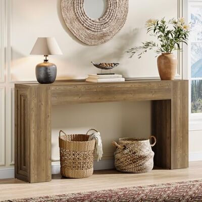 Tribesigns Smalle consoletafel, 160 cm lang, achter de bank, voor woonkamer, entree, hal, foyer, natuurbruin Tribesigns Smalle consoletafel, 160 cm lang, achter de bank, voor woonkamer, entree, hal, foyer, natuurbruin