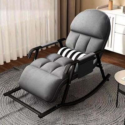 Generic Fauteuil à bascule, avec dossier réglable sur 5 niveaux, repose-pieds, poches latérales, pour salon, chambre à coucher (gris) Generic Fauteuil à bascule, avec dossier réglable sur 5 niveaux, repose-pieds, poches latérales, pour salon, chambre à coucher (gris)