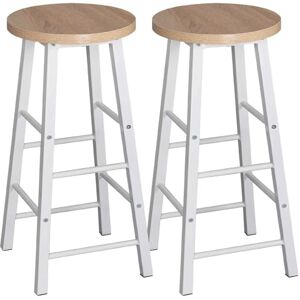 WOLTU Set van 2 barkrukken, bistrokruk, stabiel en duurzaam stalen frame, MDF-zitvlak, licht eiken, BH130hei-2 WOLTU Set van 2 barkrukken, bistrokruk, stabiel en duurzaam stalen frame, MDF-zitvlak, licht eiken, BH130hei-2